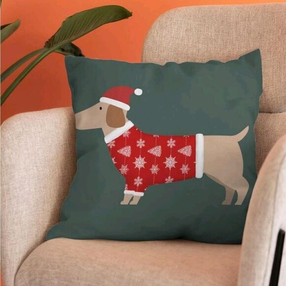 Dachshund Christmas Pillow Cover - Picture 2 of 5